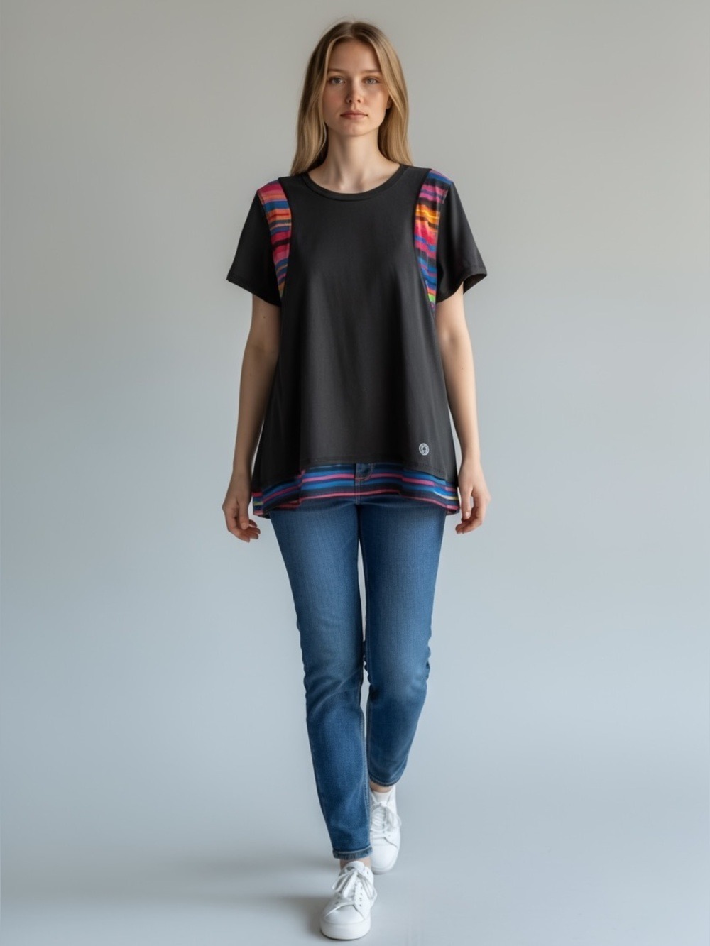 Anne Klein Sport Active Bright Color on Black T-Shirt
